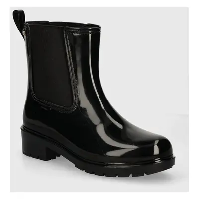 Holínky Tommy Hilfiger FLAG RAINBOOT dámské, černá barva, FW0FW08213