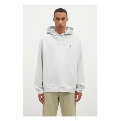 Bavlněná mikina Gramicci One Point Hooded Sweatshirt pánská, šedá barva, s kapucí, hladká