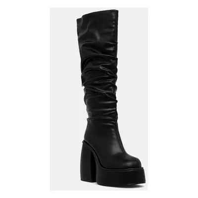 Kozačky Buffalo Heart Boot Hi dámské, černá barva, na podpatku, 1220061-BLK