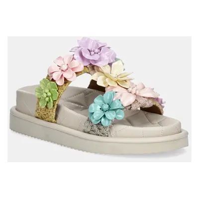 Pantofle Kurt Geiger London Orson Flower dámské, béžová barva, na platformě, 4353969609