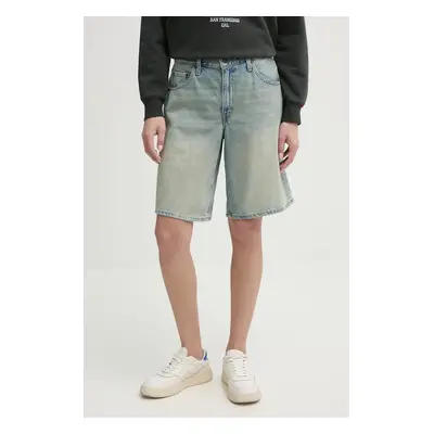 Džínové šortky Levi's BAGGY DAD dámské, modrá barva, hladké, high waist, 000MJ