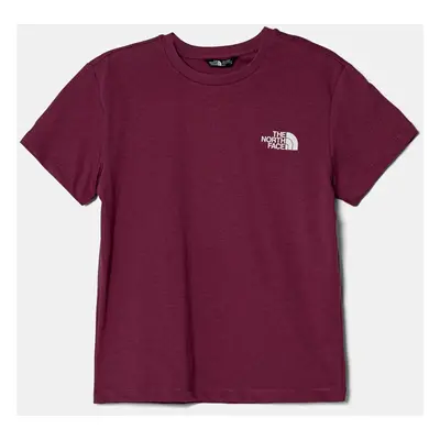 Dětské bavlněné tričko The North Face BOX NSE S/S RELAXED TEE růžová barva, NF0A8CJB6EO1