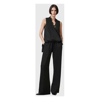 Kalhoty AllSaints ALBA dámské, černá barva, široké, high waist, W018TC