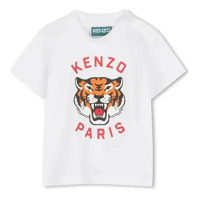 Dětské bavlněné tričko Kenzo Kids bílá barva, s potiskem, K60977