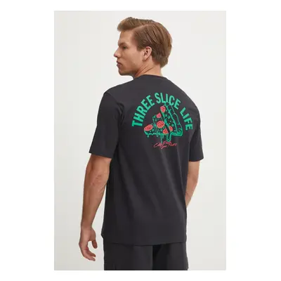 Bavlněné tričko adidas Pizza Tee černá barva, s potiskem, JM0347