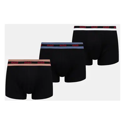 Boxerky HUGO 3-pack pánské, černá barva, 50532598