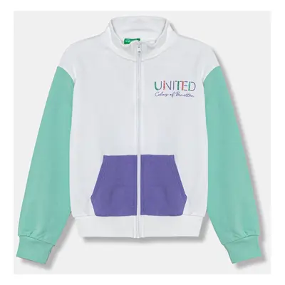 Dětská bavlněná mikina United Colors of Benetton bílá barva, s potiskem, 3J68C504N