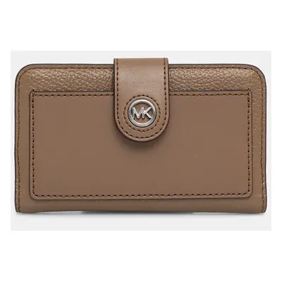 Kožená peněženka MICHAEL Michael Kors hnědá barva, 32S4S0KF6L