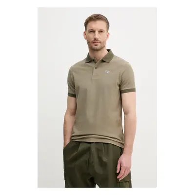 Bavlněné polo tričko Barbour zelená barva