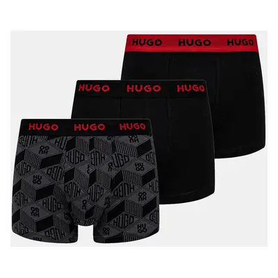 Boxerky HUGO 3-pack pánské, černá barva, 50532550