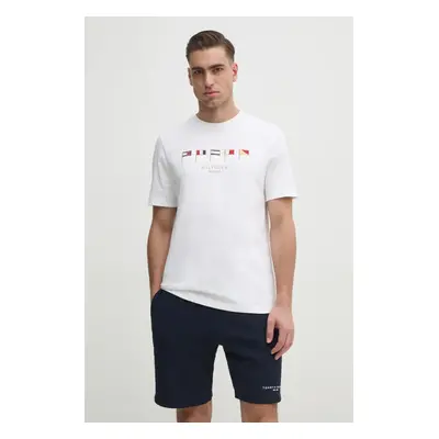 Bavlněné tričko Tommy Hilfiger bílá barva, s aplikací, MW0MW38616