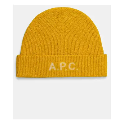 Vlněná čepice A.P.C. bonnet harry žlutá barva, WVBDK.M25085