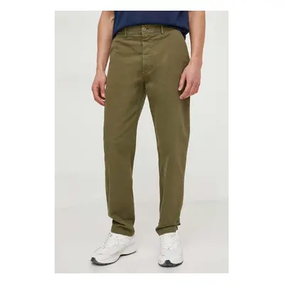 Kalhoty Pepe Jeans REGULAR CHINO pánské, zelená barva, jednoduché, PM211643