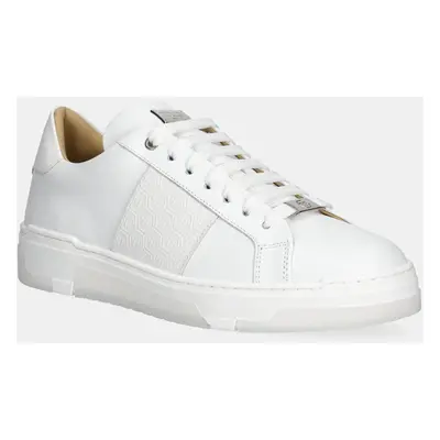 Kožené sneakers boty Philipp Plein Lo-Top Monogram bílá barva, USC0706 PLE005N 01