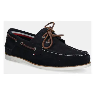 Semišové mokasíny Tommy Hilfiger TH BOAT SHOE CORE SUEDE pánské, tmavomodrá barva, FM0FM05387