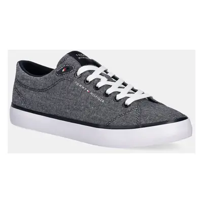 Tenisky Tommy Hilfiger TH HI VULC LOW CORE CHAMBRAY pánské, tmavomodrá barva, FM0FM05389