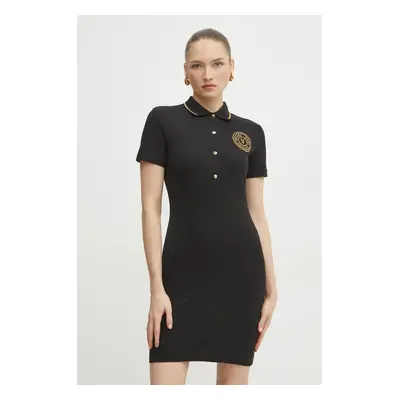 Bavlněné šaty Versace Jeans Couture černá barva, mini, 78HAOT01 CJ01T