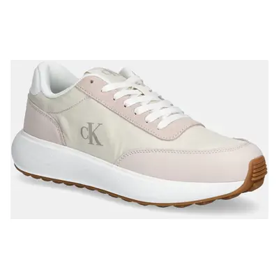 Sneakers boty Calvin Klein Jeans ATHLEISURE RUNNER LACEUP MIX WN béžová barva, YW0YW01774