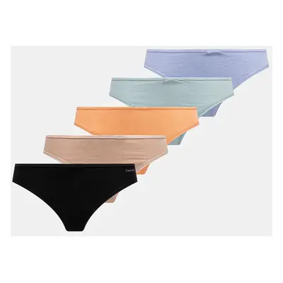 Tanga Calvin Klein Underwear 5-pack oranžová barva, 000QD5250E