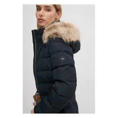 Bunda Tommy Hilfiger dámská, tmavomodrá barva, zimní, WW0WW43600