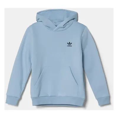 Dětská mikina adidas Originals modrá barva, s kapucí, hladká, JI5827