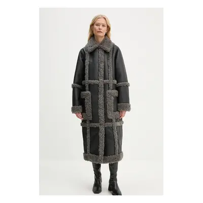 Kabát Stand Studio Patrice Coat dámský, černá barva, přechodný, oversize, 61100-9010