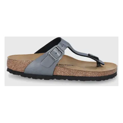 Žabky Birkenstock Gizeh dámské, šedá barva, na plochém podpatku