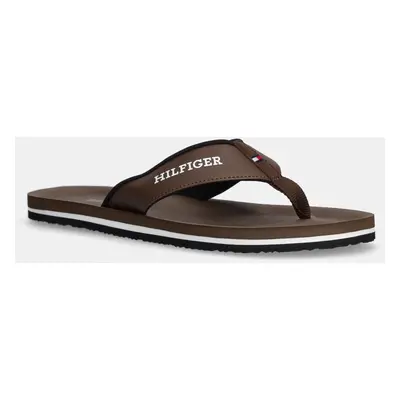 Žabky Tommy Hilfiger PADDED COMFORT HILFIGER B SANDAL pánské, hnědá barva, FM0FM05440