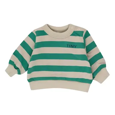 Dětská bavlněná mikina Tinycottons STRIPES BABY SWEATSHIRT zelená barva, vzorovaná, SS25-126