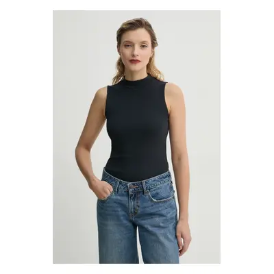 Top Levi's EFFORTLESS TANK černá barva, s pologolfem, 001J9