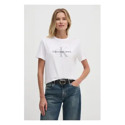 Bavlněné tričko Calvin Klein Jeans bílá barva, 00040WL260