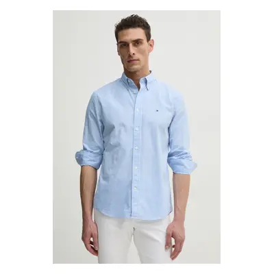 Bavlněná košile Tommy Hilfiger modrá barva, regular, s límečkem button-down, MW0MW37548