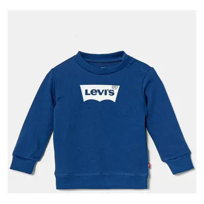 Dětská mikina Levi's FRENCH TERRY BATWING modrá barva, s potiskem, 6E9078