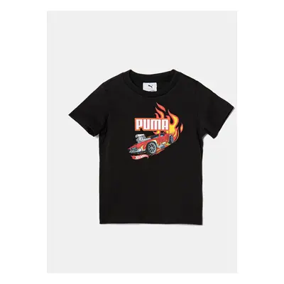 Dětské bavlněné tričko Puma X HOT WHEELS Graphic Tee černá barva, s potiskem, 630069