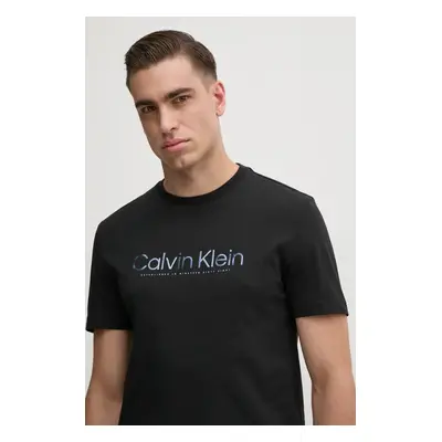 Bavlněné tričko Calvin Klein černá barva, s potiskem, K10K114162