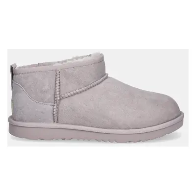 Dětské semišové sněhule UGG KIDS CLASSIC ULTRA MINI růžová barva, 1130750K