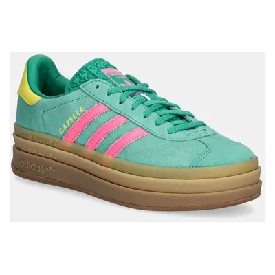 Semišové sneakers boty adidas Originals Gazelle Bold zelená barva, JH9668