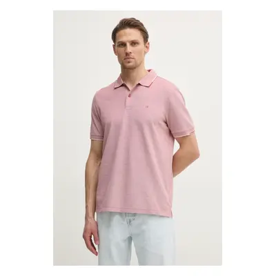 Bavlněné polo tričko Calvin Klein růžová barva, K10K114475