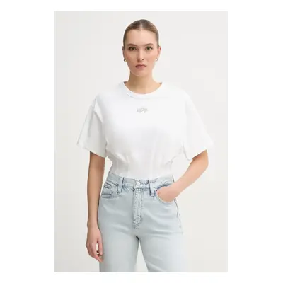 Bavlněné tričko Alpha Industries Waisted bílá barva, 148070