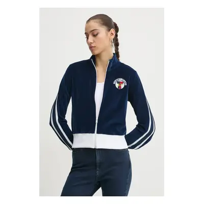 Mikina Tommy Jeans dámská, tmavomodrá barva, hladká, DW0DW20565