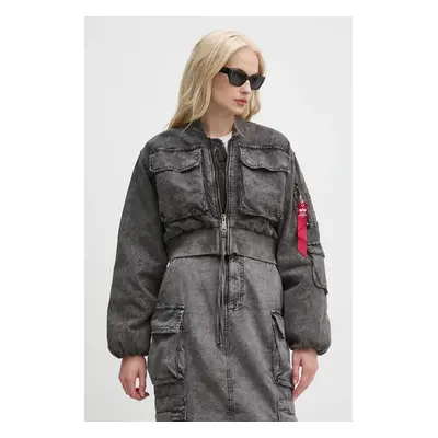 Bomber bunda Alpha Industries šedá barva, zimní, oversize, 148008