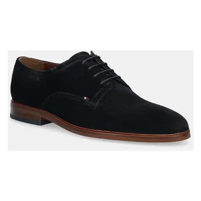 Semišové polobotky Tommy Hilfiger HILFIGER THUNIT SUEDE SHOE pánské, tmavomodrá barva, FM0FM0537