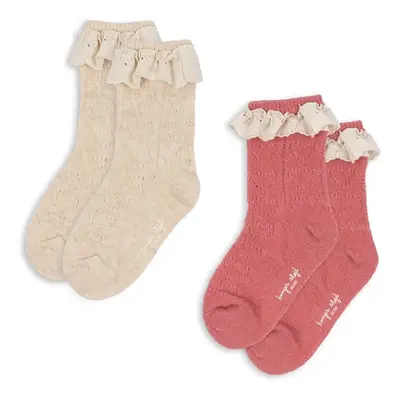 Dětské ponožky Konges Sløjd 2 PACK POINTELLE SOCKS 2-pack růžová barva, KS102892