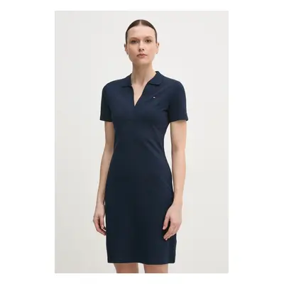 Šaty Tommy Hilfiger tmavomodrá barva, mini, WW0WW42567