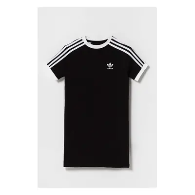 Dětské bavlněné šaty adidas Originals černá barva, mini