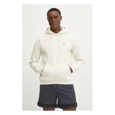 Mikina adidas Originals Essential pánská, béžová barva, s kapucí, hladká, JD2402