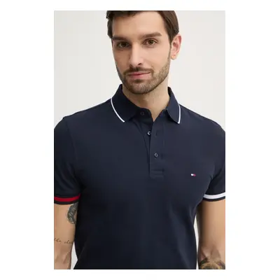 Polo tričko Tommy Hilfiger tmavomodrá barva, s aplikací, MW0MW38458