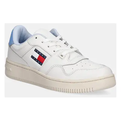 Kožené sneakers boty Tommy Jeans TJW RETRO BASKET ESS bílá barva, EN0EN02505