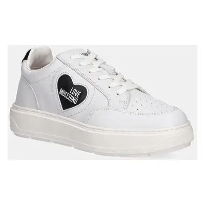 Kožené sneakers boty Love Moschino bílá barva, JA15154G1MIA110A