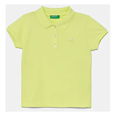 Dětské polo tričko United Colors of Benetton zelená barva, s límečkem, 3WG9G300A